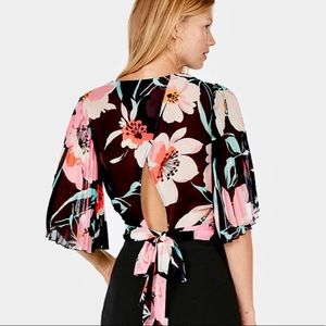 NEW Express Floral Kimono Crop Wrap Blouse X SMALL